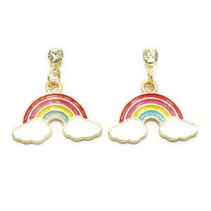 Cloisonne Enamel Rainbow Cloud Earrings NWT